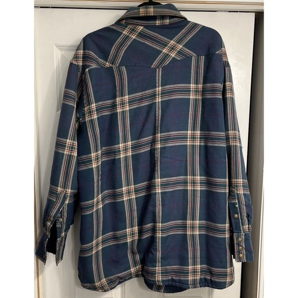 Vtg Trucker Jacket Painted Mesa Western Snap Shirt Plaid Distressed Destroy 2XLT - Picture 11 of 14